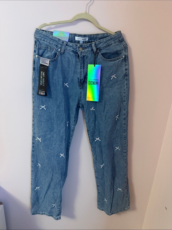 Soho Denim - Blue Embroidered Straight-Leg Jeans